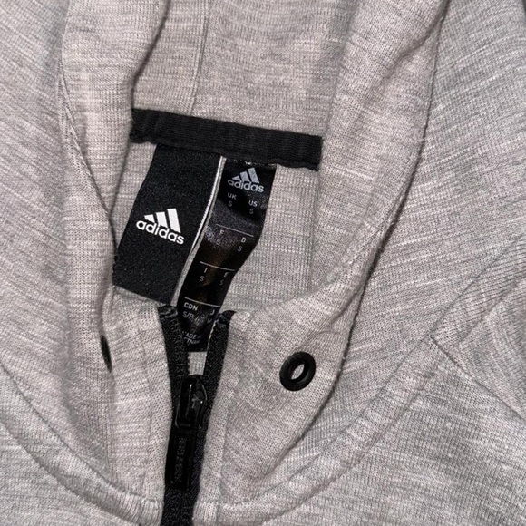 ADIDAS HEATHER GREY ZIP UP SWEATER - Picture 2 of 5